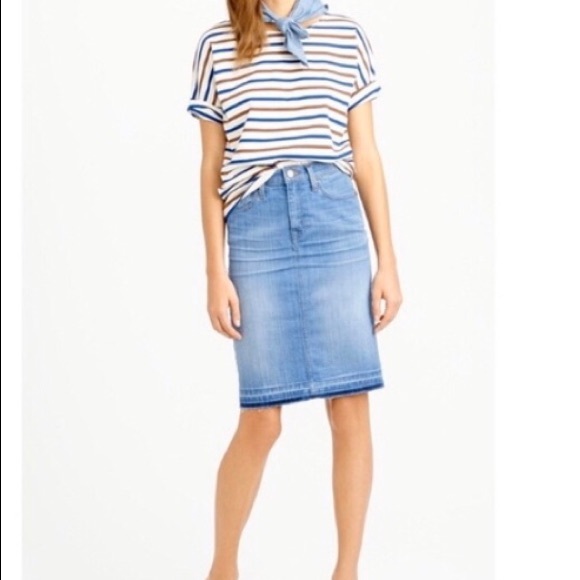 J. Crew Dresses & Skirts - J.Crew Raw Edge Denim Skirt size 26